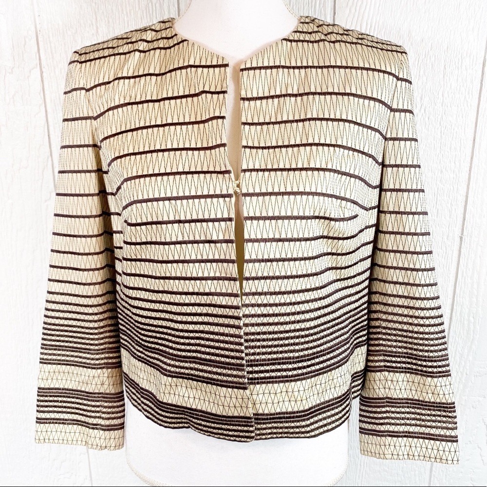 Talbots Tan and Brown Blazer Jacket 8 Petite